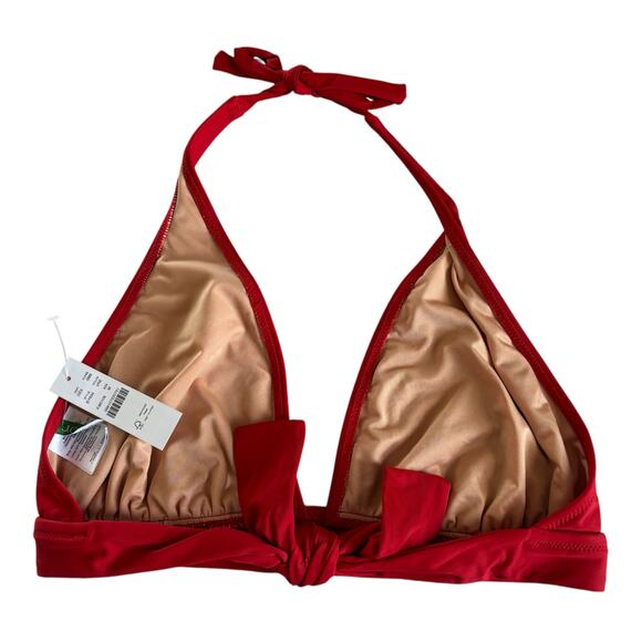 J.Crew Red Halter Tie-Back Bikini Top Women’s Swimwear Size Medium - Picture 4 of 7